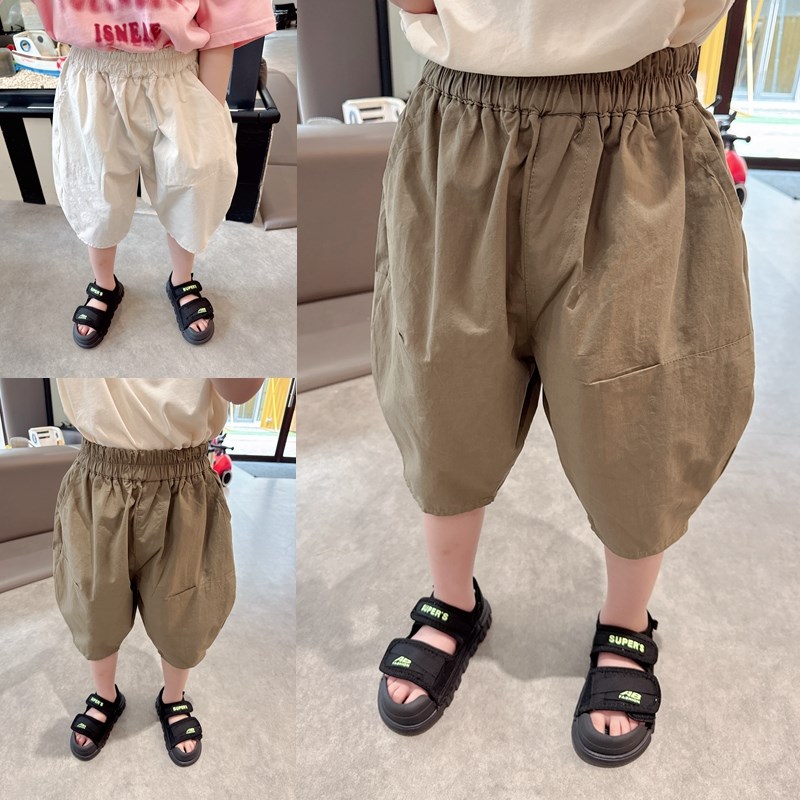男童薄款梭织棉短裤哈伦裤2024夏季新款中小童宝宝宽松舒适五分裤图片