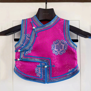 儿童马甲民族h风女童蒙古舞马夹背心汉服国风日常手工坎肩生活装