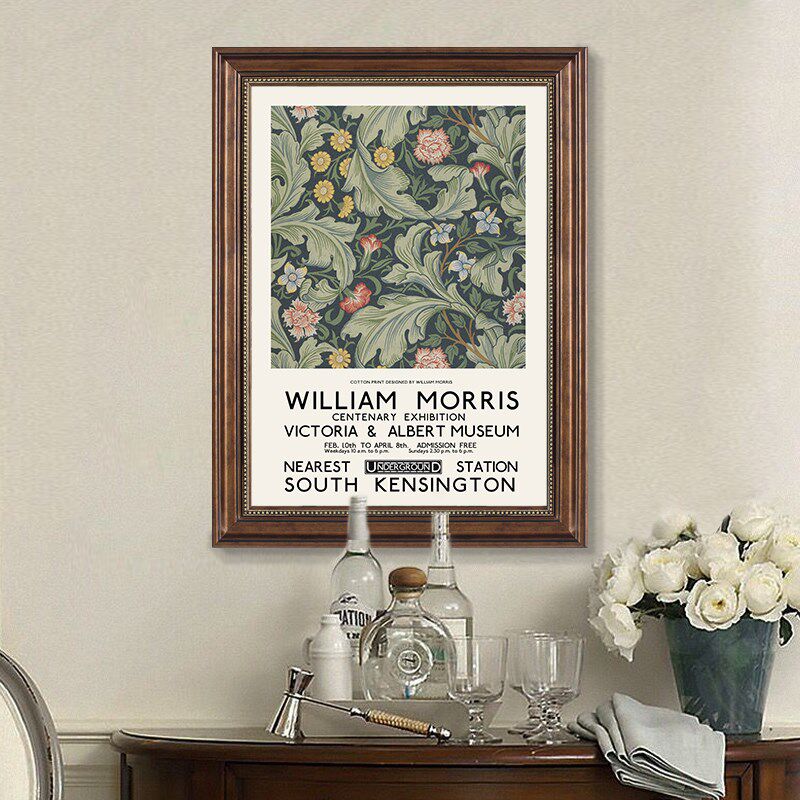 威廉莫里斯幸福树美式玄关装饰画餐厅花卉壁画欧式挂画复古仿油画