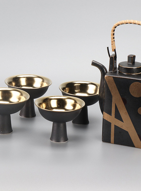 新中式茶具托盘套装摆件茶室客厅创意家居饰品样板房间茶几软装