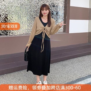 裙200斤女装 胖mm秋天甜酷套装 巨显瘦遮肉梨形身材 大码 裙子套装