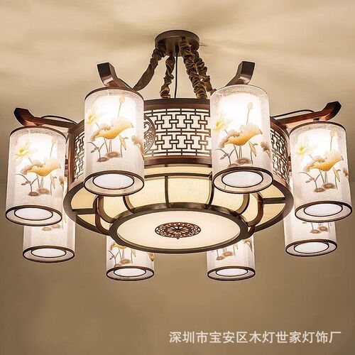 中式仿古实木吊灯客厅卧室中国风餐厅酒店饭店包厢古典装饰木艺灯