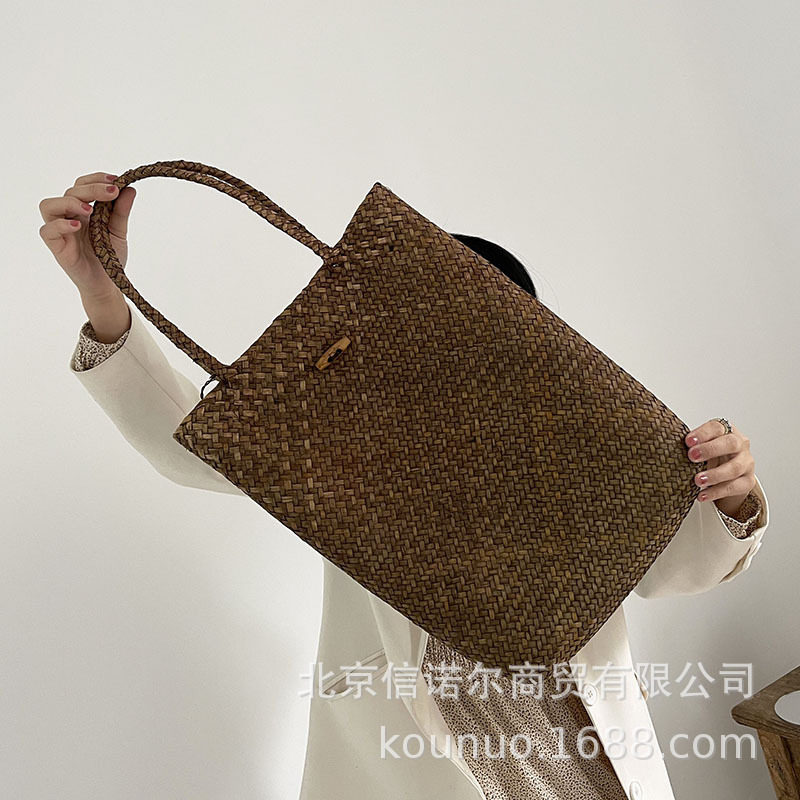 草编女包手提单肩包海边度假沙滩包夏季竹编包大容量编织图片