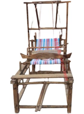 民俗老物件手工老式织布机民间怀旧老纺车老旧农具纺织机收藏摆件