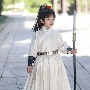 喵小喵汉服-秋冬提花暗纹满金花罩甲贴里明制男童男X宝宝中国风帅