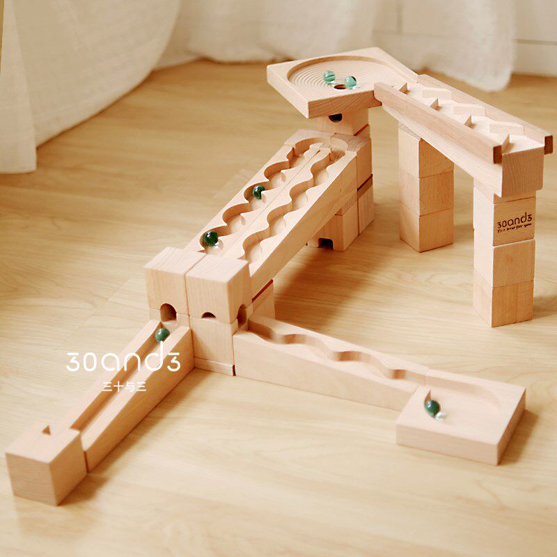 实木轨道积木滚珠玩具连续发球器男女孩拼搭益智3-6岁幼儿园礼物,玩具/童车/益智/积木/模型,木质积木,淘宝优惠券,粉丝福利购,淘宝优惠卷