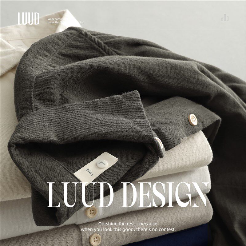 LUUD 洗水纯棉麻料简质长袖衬衫
