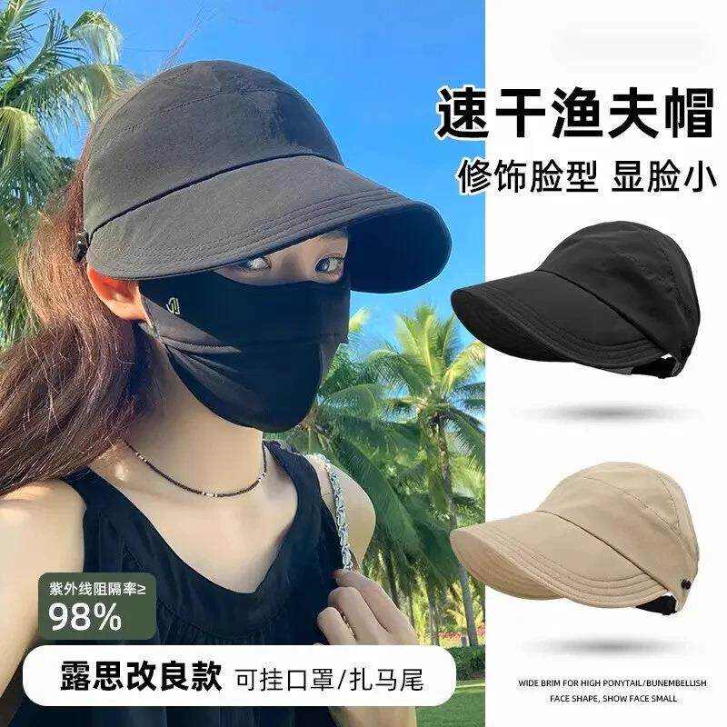 遮阳帽女夏季鸭舌帽防紫外线渔夫帽百搭太阳帽空顶防晒帽子ws20