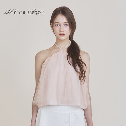 张元英同款Notyourrose25新款绝美miu系网纱挂脖吊带背心上衣女夏