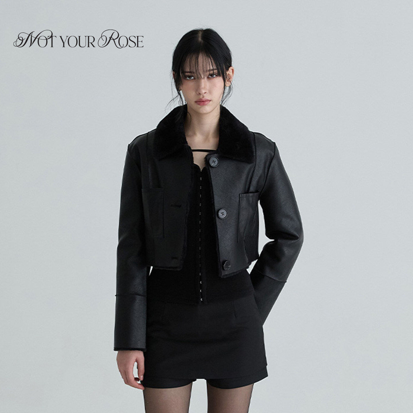 允仔张元英同款Notyourrose双面穿皮毛一体外套女翻领巴恩风皮衣,女装/女士精品,皮衣,淘宝优惠券,粉丝福利购,淘宝优惠卷