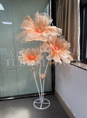 虞美人丝网花防水仿真花真丝花橱窗装饰摆件纱花场景布置婚礼路引