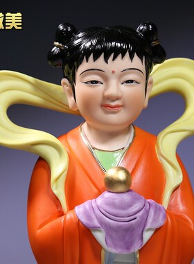 速发8至14吋彩绘金童玉佛像陶瓷童男童佛具用品供奉摆件