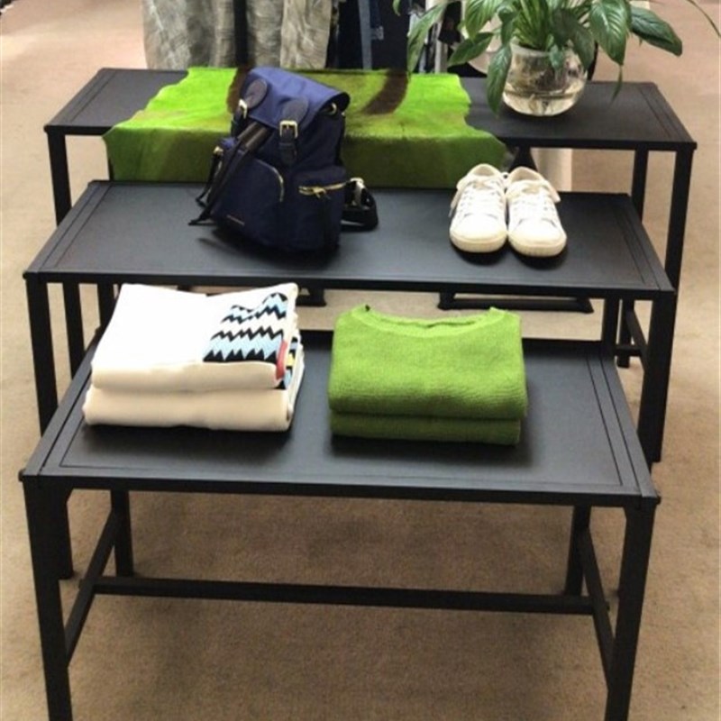 速发服装店流水台中岛展示桌子童男装货架橱窗落地式高低鞋包置物