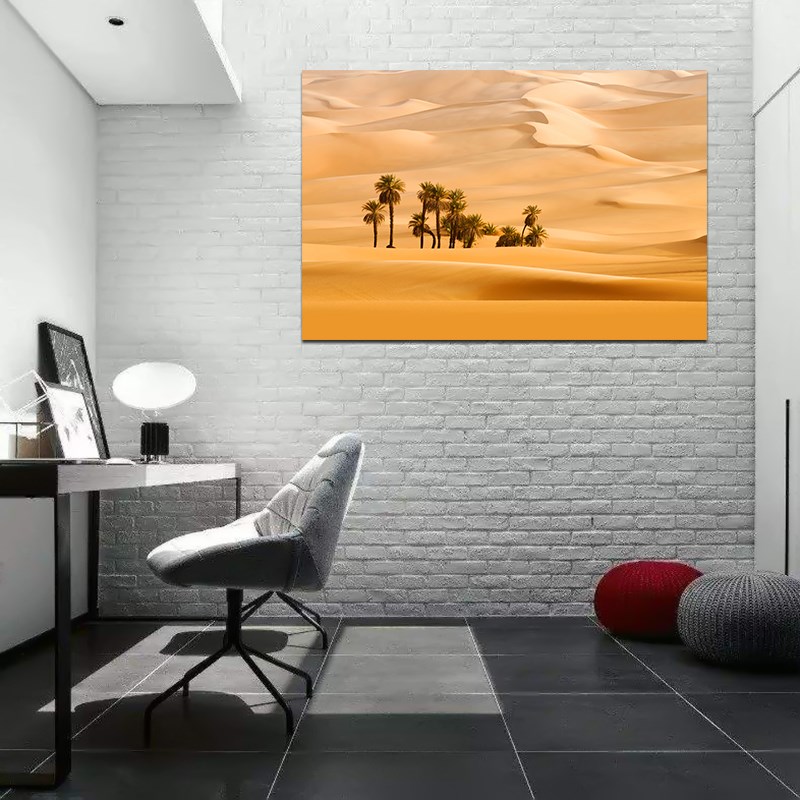 速发金色沙漠画报戈壁滩风景画装饰画室内墙贴自粘防水挂画轻奢框