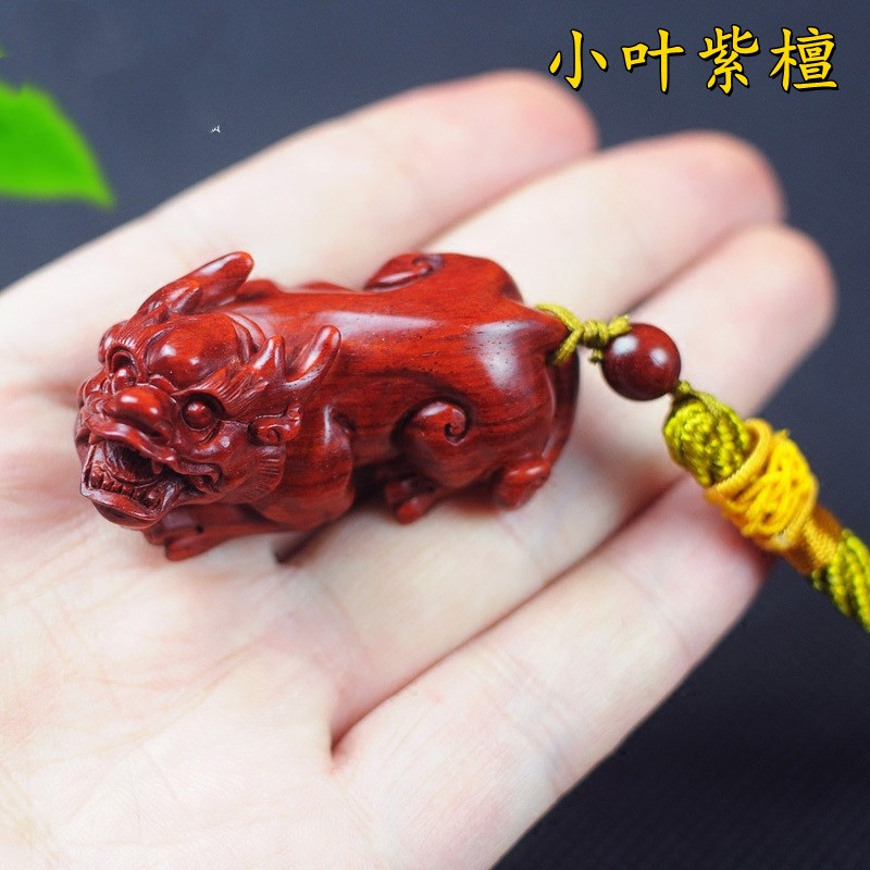 速发正宗小叶紫檀木貔貅摆件手把件红木木雕文玩手工雕刻招财瑞兽