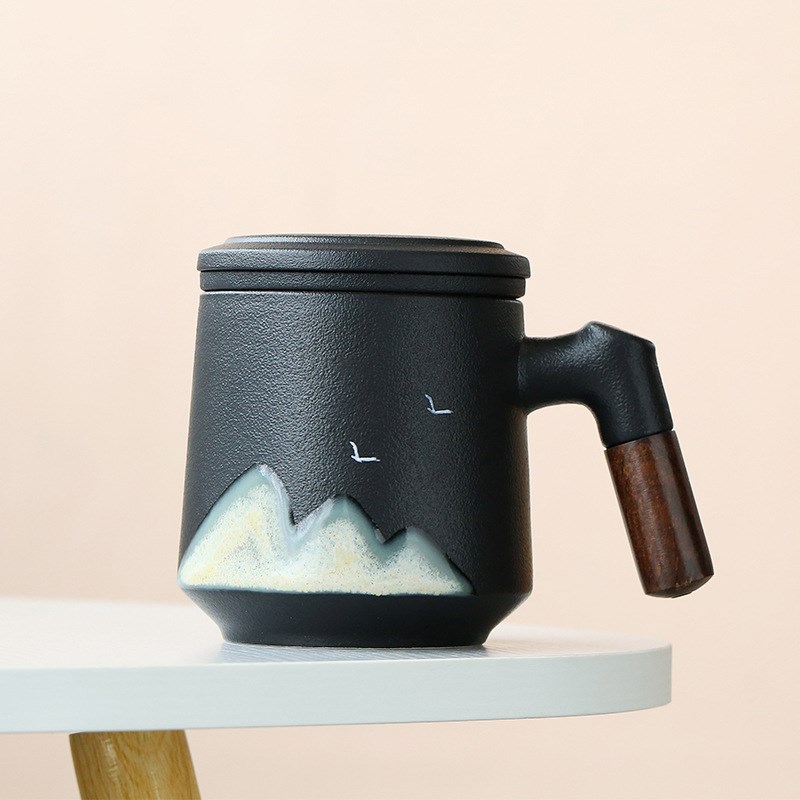 速发泡茶杯陶瓷过滤带盖杯用办公室茶水分离杯茶家个人送礼盒制作