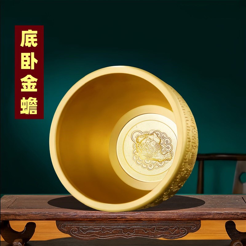 速发黄铜米缸冰箱位置摆放百福铜缸聚宝盆摆件招财聚财客厅玄关福