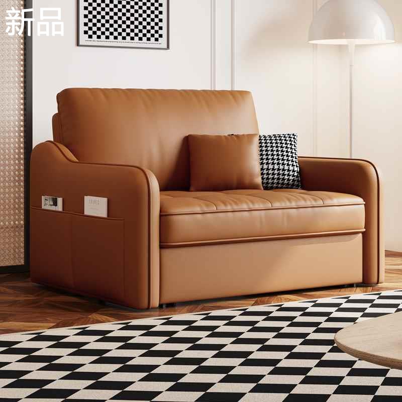 真皮沙发床单人多功能可折叠小户型阳台沙发客厅2025新款可以新品