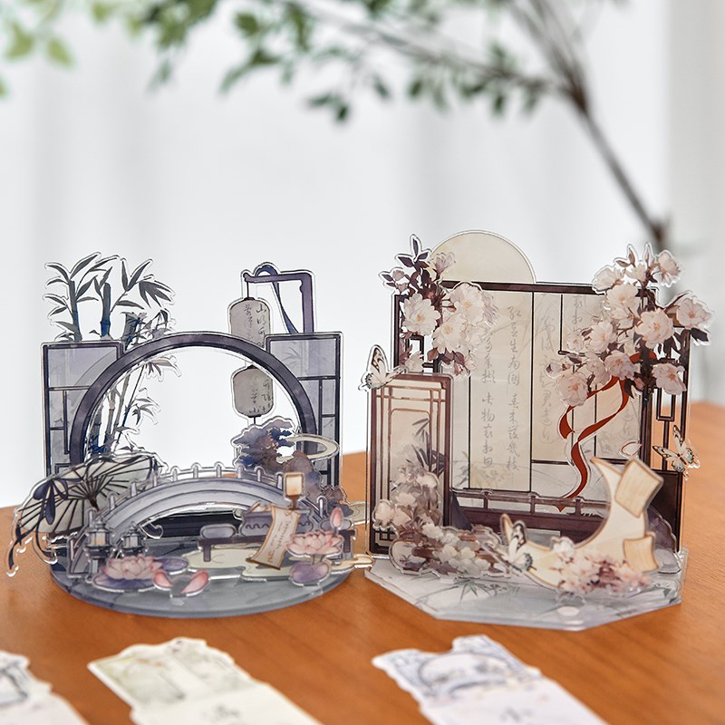 古风DIY多插亚克力立牌摆件国风谷美吧唧徽章胸针展X示台伴手礼物