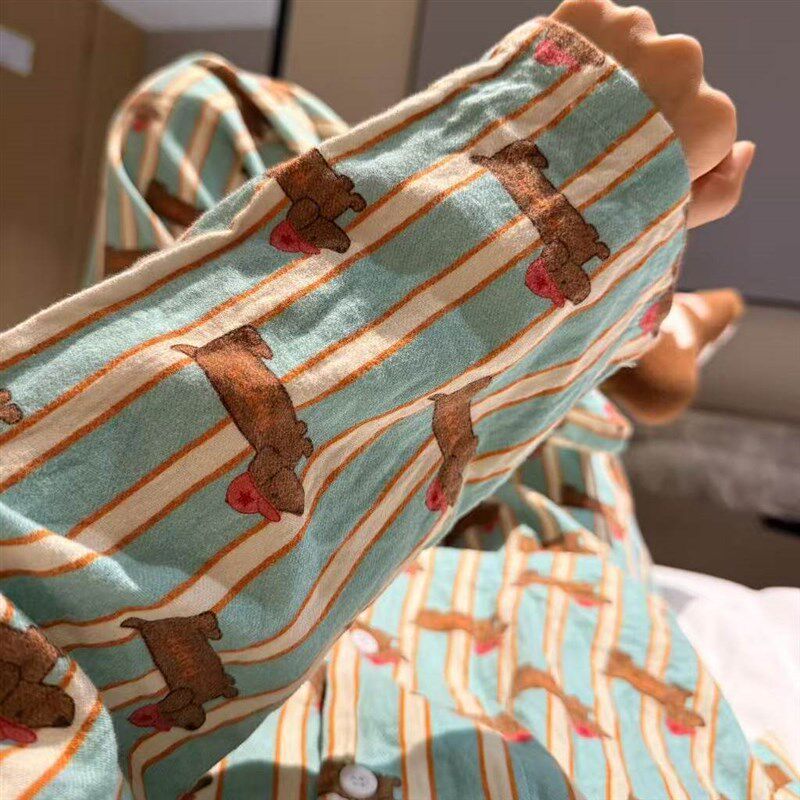 女士绝美2026新款纯棉翻领磨毛套装软糯少女宽松睡X衣女款家居服