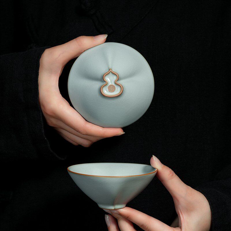 汝窑葫芦a杯主人杯单杯品茗茶杯陶瓷个人专用功夫茶具汝瓷福禄寿