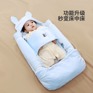 婴儿睡袋新生儿防惊p跳包被宝宝初生豆豆绒睡袋抱被冬季防踢被