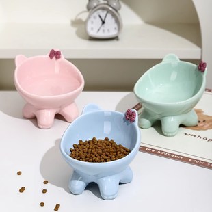 猫碗陶瓷不黑下巴猫n咪碗猫饭碗水碗斜口猫粮宠物碗狗碗猫食碗猫