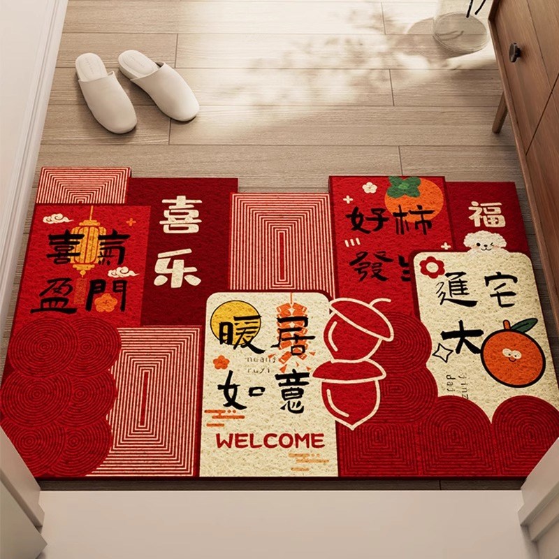 入户门地垫进门家用门垫防滑丝A圈耐脏脚垫门口可裁剪红色门外地