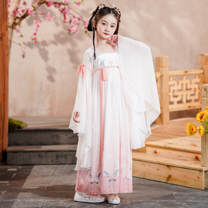 汉服女童中e国风襦裙高端秋长袖儿童古装唐装连衣裙小女孩超仙古