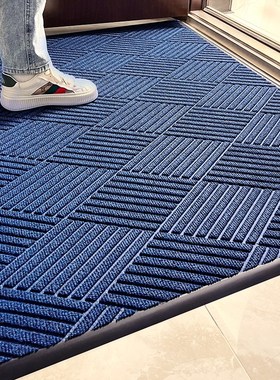 蓝色入户门地垫进门除尘脚垫家用进户门防滑耐Q脏门口地毯玄关门