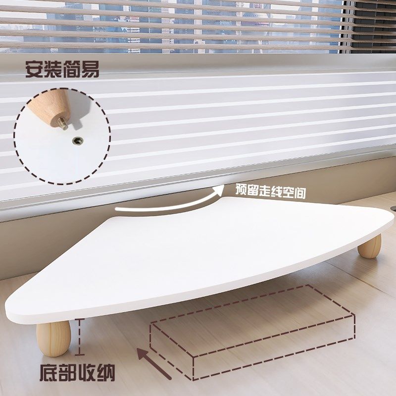 猫耳转角工位电脑显示器增高架 有线电脑三角R区拐角收纳可爱白色