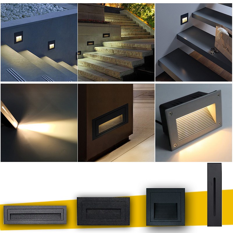 12V24V低i压户外防水86嵌入式地脚灯庭院楼梯台阶踏步感应踢脚灯