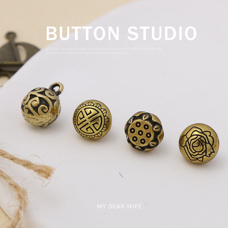 古风金属高端复古扣子高档精致古铜D汉服马面裙旗袍国铜质实心纽