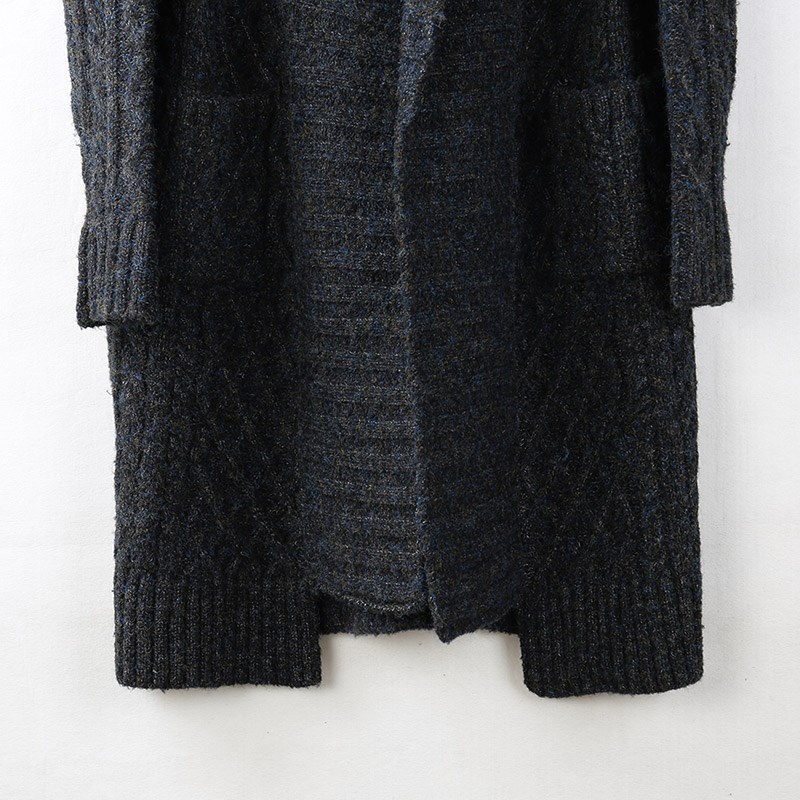 秋冬季设计师男士中长款毛衣开衫粗线F潮流加厚针织衫外套大码大