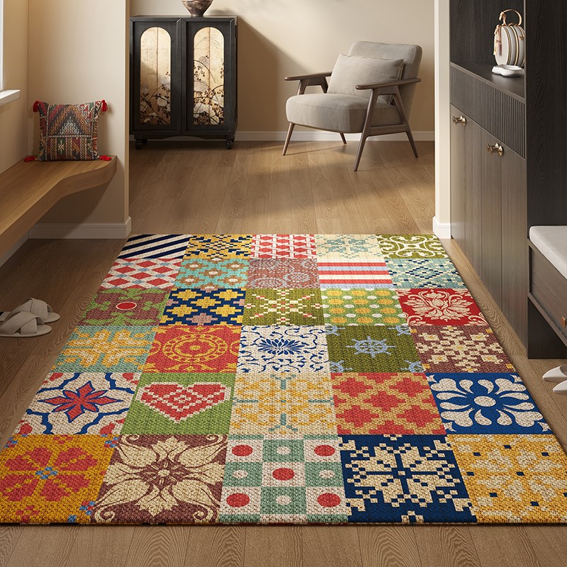 民族风入户门垫玄关地毯除尘防滑门毯大I门口地垫进门脚垫美式复