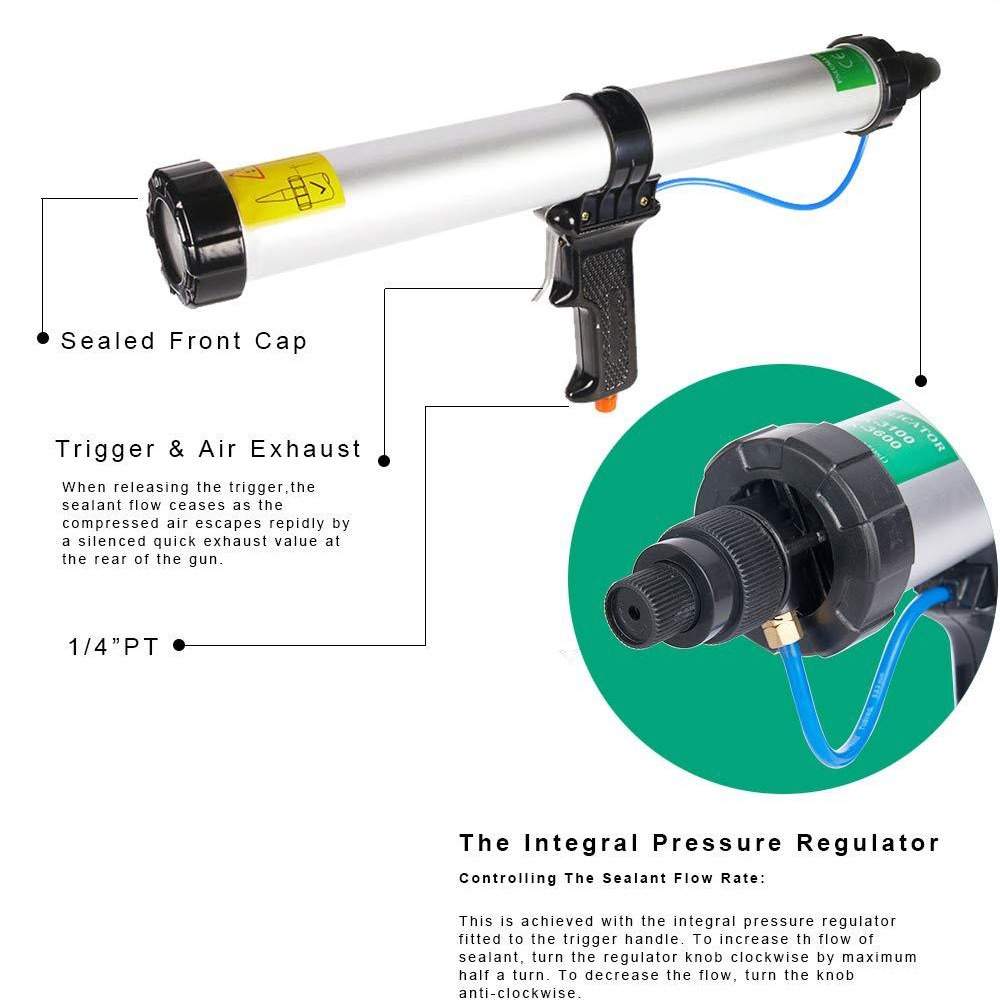 脚踏款气动打胶枪 玻璃胶枪 气动胶枪600 400ml air caulking gun