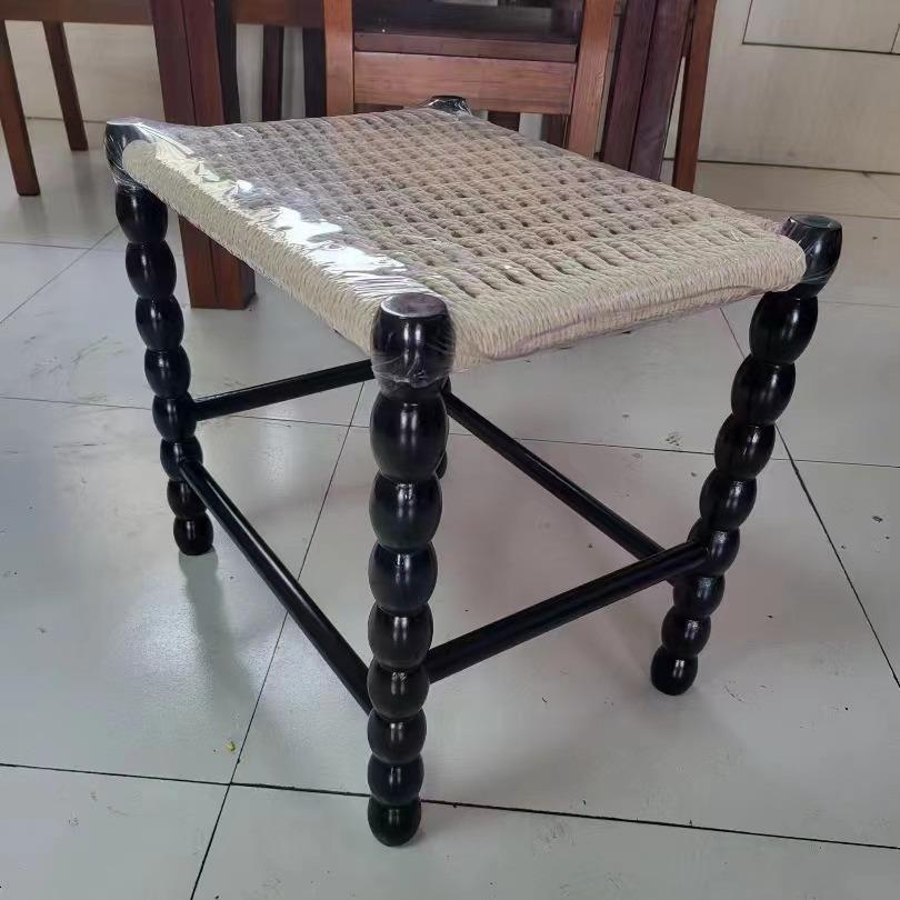 北欧风绳编椅中式复古简约餐椅休闲洽谈椅家用庭院绳编椅