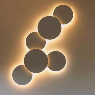 个性创意日食壁灯卧室客厅走廊过道玄关展厅后现代组合圆形月食灯