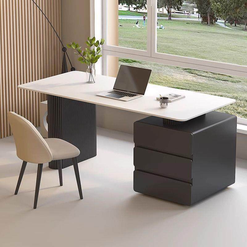 意式轻奢岩板奶油风简约书桌电脑台式桌网红学生家用小户型桌子,收纳整理,烫衣板及配件,淘宝优惠券,粉丝福利购,淘宝优惠卷