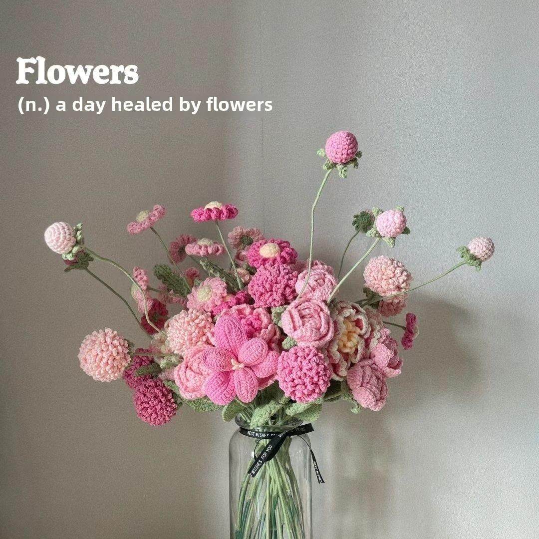 手工编织DIY新手入门学习材料包玫瑰花束羊毛钩针工具集教程