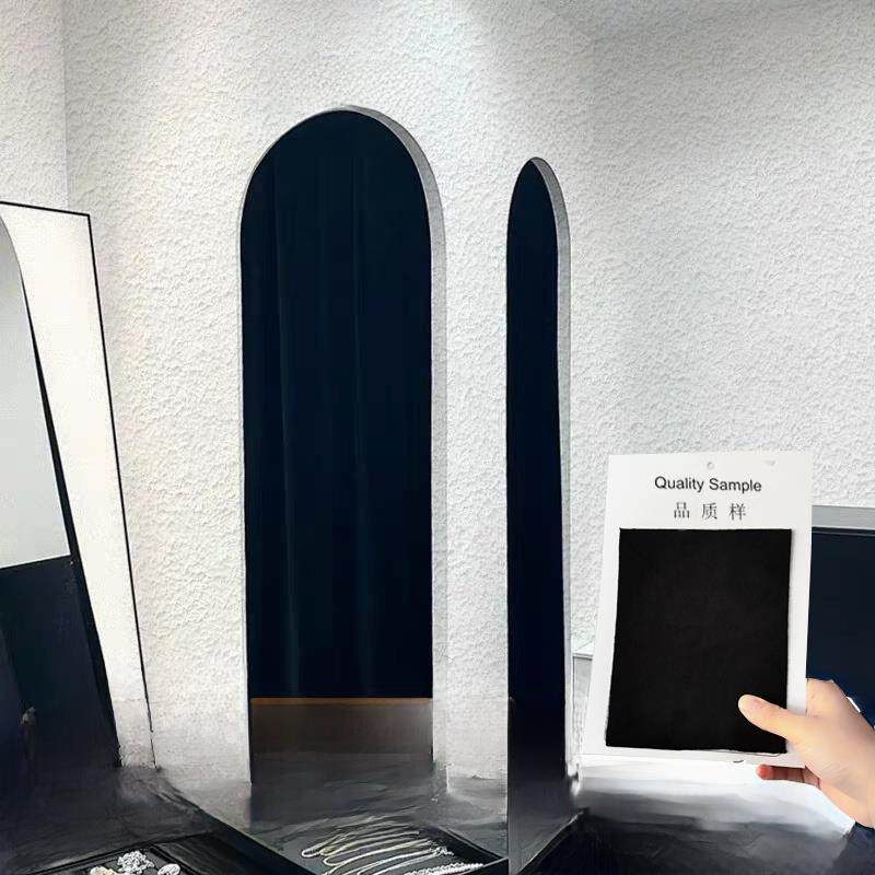 黑色现代更衣室门帘貂皮丝绒男女服装店门帘试衣间圆拱门帘无冲孔