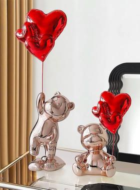 网红气球小熊摆件电镀暴力熊高档客厅电视柜家居装饰品轻奢高级感