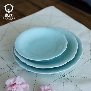 9英寸菜盘陶瓷水果盘鱼盘深盘 瓯江龙泉青瓷牡丹中餐盘冷菜垫盘7
