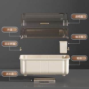 盘多功能沥水置物架子防尘餐具碗柜 碗筷收纳盒家用放碗碟架厨房装