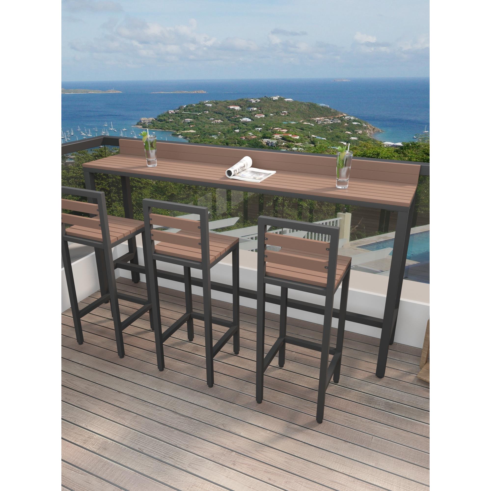 户外吧台桌椅室外防腐防晒阳台靠墙高脚桌咖啡店露台长条桌椅组合