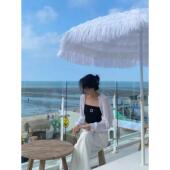 白色模拟草伞纯白色防水太阳伞户外花园大伞户外沙滩伞