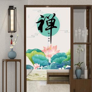 布艺门帘家用卧室隔断半帘客厅卫生间厨房装 中式 饰遮挡帘子免打孔
