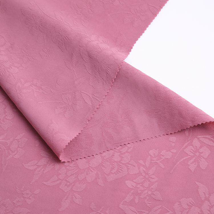 直销新款现货涤纶玫瑰花仿真丝大提花弹力缎面丝绸面料连衣裙旗袍