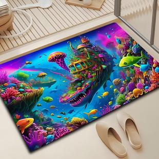 奇幻海底硅藻泥卫生间门口吸水防滑地垫浴室家用防滑耐脏脚垫 新款