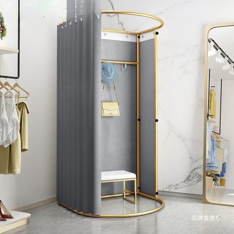 商场移动试衣间服装店落地便携式可折叠简易更衣室临时展示架门帘